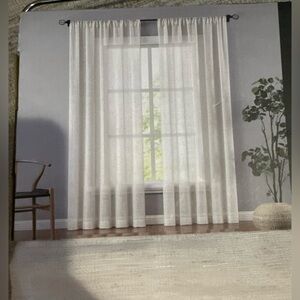 Set of 2 panels Linen colored Sheer Curtains